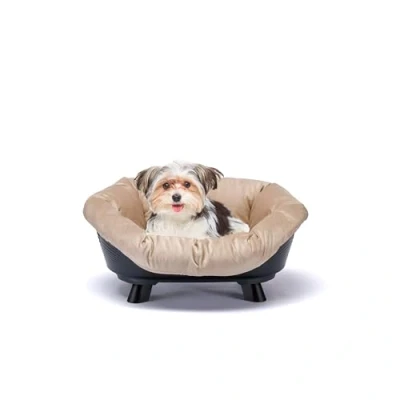 Image of Ferplast Dog Bed &amp; Cat with Cushion, Washable, Raised Bed, Plastic Small, Basket Basket, Breathable Antislip, SOFA&#039; THRONE 64 x 48 h 29,5 cm, Black