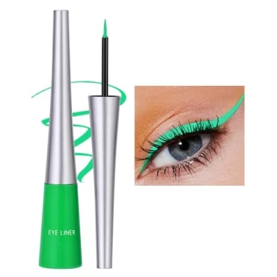 Image of Green Liquid Eyeliner Matte Quick Drying Eyeliner,Lasting Non Blooming Waterproof Gel Colored Eyeliner, Candy Color Highly pigmented (Green)