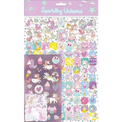 Image of Unicorns Mega Sticker Pack Three Types of Stickers (Around 150 Total) Reusable on Non Porous Surfaces