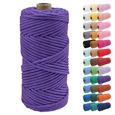 Image of Uiopa 4mm Macrame Cord, 100m Braided Cotton Rope, Lake Green Craft Rope for Crochet Bags, Wall Hangings, Plant Hangers, Dream Catchers, DIY Projects