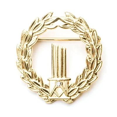 Image of The Masonic Collection Gold Broken Column Badge Symbols With White Swarovski Stone Comes in Velvet Pouch A Useful Gift Accessory for Freemason Men