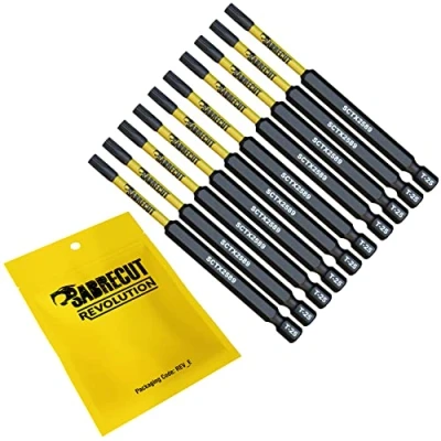 Image of 10 x SabreCut SCTX2589_10 89mm T25 TX25 Magnetic Impact Screwdriver Driver Bits Set Torx Heavy Duty Compatible with Dewalt Milwaukee Bosch Makita and More