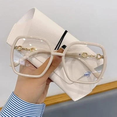 Image of NOVESIXTDAT Oversized Reading Glasses Women, Extra Large Flat Light Mirror, Square Blue Blocking Reader, Anti Glare Eyewear (Color : White, Size +0.00)