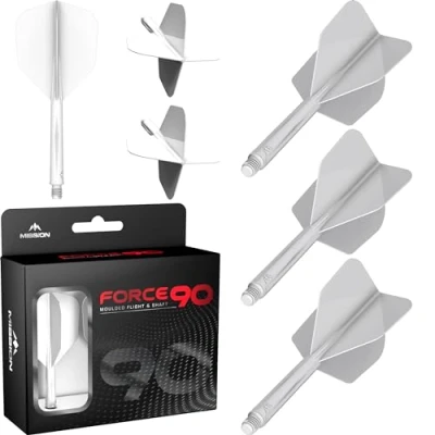Image of Mission Darts Force 90 Integrated Precision Moulded Dart Flight And Shaft System, Pack of 3 Professional Highly Durable Combined Flights Stems Standard No.6