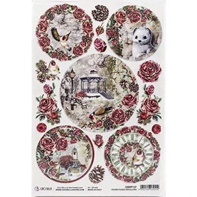 Image of CIAO BELLA PAPER Frozen Roses Medallions Paper, Mixed, One Size