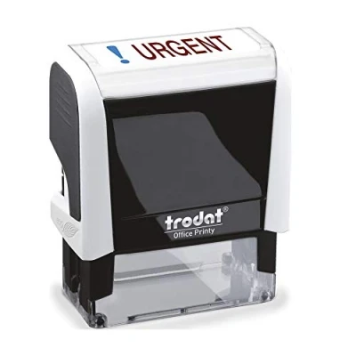 Image of Trodat Stamp 4912 Office Printy with English Text URGENT Self Inking, Red and Blue Ink, 18 x 46 mm