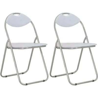 Image of vidaXL Folding Dining Chairs 2 pcs White Faux Leather