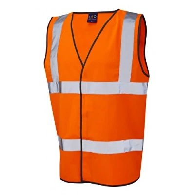 Image of Leo Workwear Tarka 100% Knitted Polyester Lightweight &amp; Durable High Visibility Waistcoat, 6X Large, Hi Vis Orange