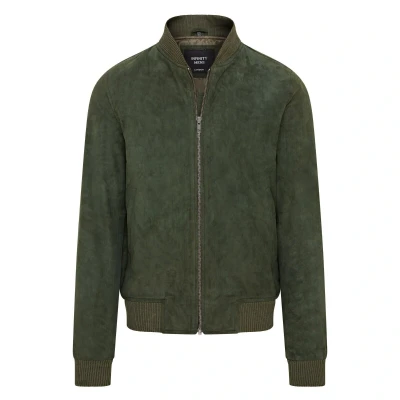 Image of Infinity Leather Mens Soft Goat Suede MA 1 Varsity Bomber Jacket Dalian Green Size Large