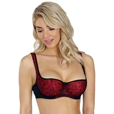 Image of Rosme Lingerie Women&#039;s Balconette Bra with Padded Straps, Collection Grand, Red, Size 46B