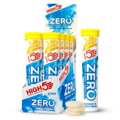 Image of HIGH5 ZERO Electrolyte Tablets Hydration Enhanced with Vitamin C 0 Calories &amp; Sugar Free Boost Hydration, Performance Wellness Mango 160 (20x, Pack of 8)