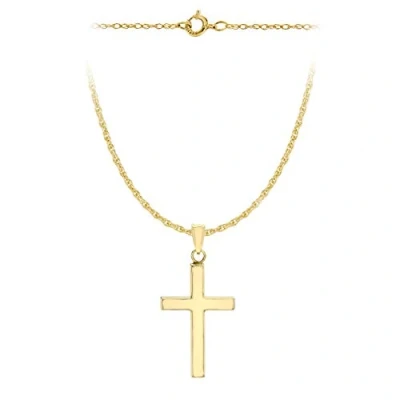 Image of Carissima Gold Women&#039;s 9 ct Yellow 15 x 25 mm Cross Pendant on 0.4 Prince of Wales Chain Necklace Length 46 cm/18 Inch