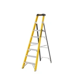 Image of Climb It Glass Fibre Platform Stepladder; 6 Tread; 150kg; Yellow/Black