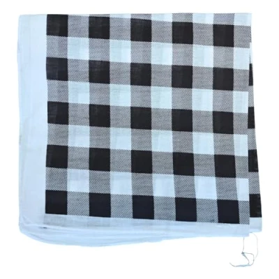 Image of Bandana Polka Dot Headwear Wrap Neckerchief Large Cotton Bandanas Scarf Headband White &amp; Black Checks