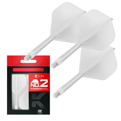 Image of TARGET Darts K Flex Integrated Dart Flight And Shaft, No.2 White (Intermediate) Pack Of 3 No 2, Precision Moulded 2 In 1 Flights Stem Professional Accessories