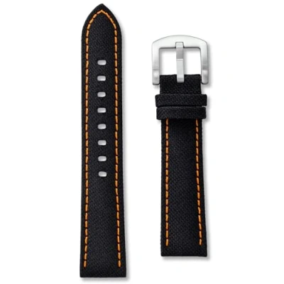 Image of Sailcloth Canvas Watch Strap Premium Nylon 20mm Black with Orange Stitching Classic Replacement Nautical Sail Cloth Band Spring Bars and Tool Included (20mm, Orange)