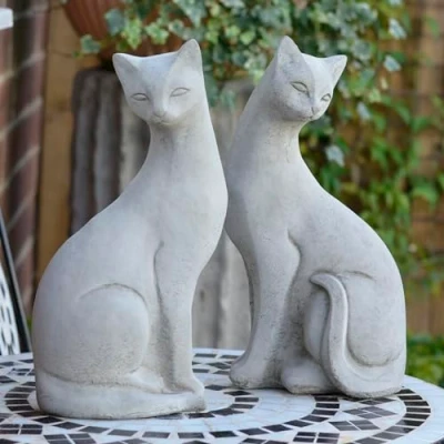 Image of ONEFOLD Siamese Cats Statue, Stone Garden Statue Ornament and Sculpture
