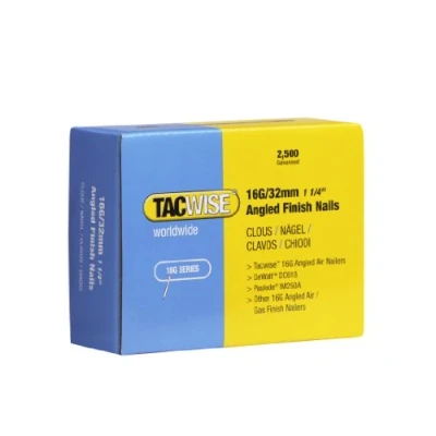Image of Tacwise 0769 16G/32 mm Angled Finish Nails Box of 2,500, Silver