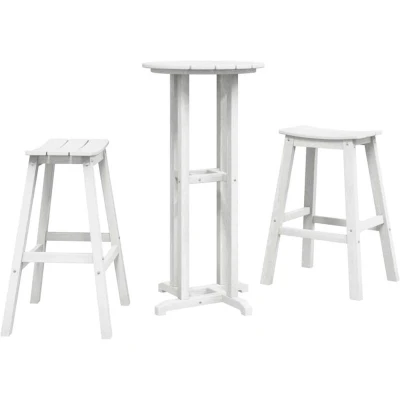Image of vidaXL 3 Piece Garden Bar Set White HDPE