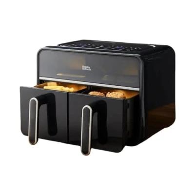 Image of Morphy Richards Digital Dual Zone Airfryer, Easy View Windows, Non Stick Technology, Dishwasher Safe Baskets, Healthy Oil Free &amp; Low Fat Cooking, Black, 480020