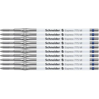 Image of Schneider Express 775 7763 Ballpoint Pen Refill Cartridges Medium ISO 12757 2 H Indelible Ink Pack of 10 Blue