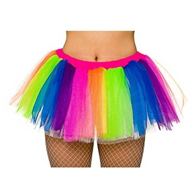 Image of Ladies Rainbow Clown Tutu Petticoat Fancy Dress Costume