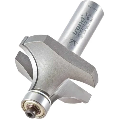 Image of Trend Professional Bearing Guided Ovolo Router Cutter, 15mm Radius, 1/2 Inch Shank, 42.7mm Cut Diameter &amp; 22.3mm Length, Two Bearings, Tungsten Carbide Tipped, 46/157X1/2TC