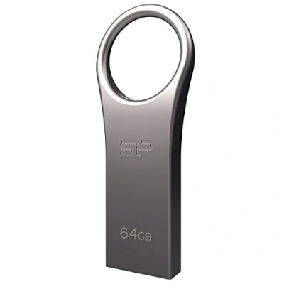 Image of Silicon Power 64GB Jewel J80 USB 3.0 Key Flash Drive, Titanium (SP064GBUF3J80V1T)