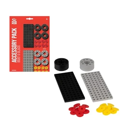 Image of Plus Toy Accessories for Kids 5 Years Old Accessory Pack with 2 Base Plates, 8 Wheels and 4 Hubs Grey Black