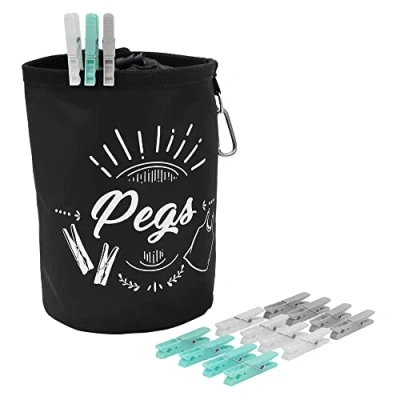 Image of JVL Large Peg Bag with 200 Strong Hold Pegs, Aqua (08 040 250)