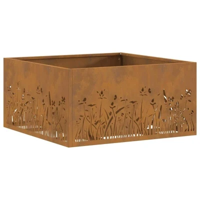 Image of vidaXL Fire Pit Square 60x60x30 cm Weathering Steel