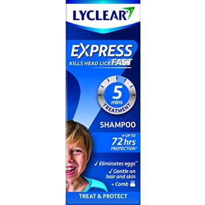 Image of Lyclear Express Treat &amp; Protect Shampoo Kills Head Lice Eggs Effective in Just 5 minutes on Helps for up to 72 Hours* Washes Hair Format, 200ml
