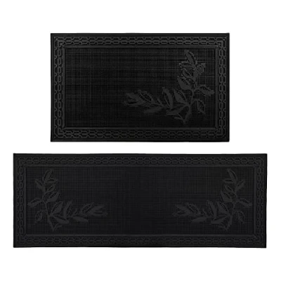 Image of JVL Foliage Rubber Scraper Doormat and Patio Mat