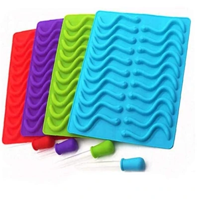 Image of PiniceCore Silicone Gummy Snake Worms Chocolate Mold Sugar Candy Jelly Molds Ice Tray Random Color