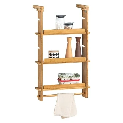 Image of SoBuy® KCR03 N, Refrigerator Hanging Shelf, 3 Tiers Bamboo Kitchen Shelf Spice Rack Cabinet