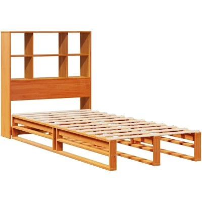 Image of vidaXL Bookcase Bed without Mattress Wax Brown 90x190 cm Single Solid Wood