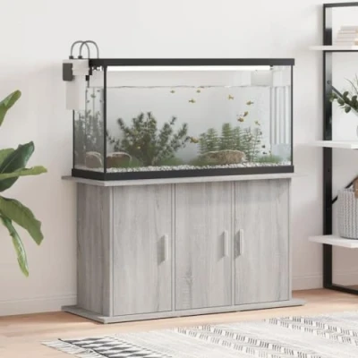 Image of Toshilian Aquarium Stand, Cabinet Fish Tank Stand Grey Sonoma 101x41x58 cm Engineered Wood