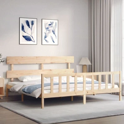 Image of vidaXL Bed Frame without Mattress 200x200 cm Solid Wood Pine