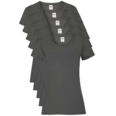 Image of Fruit of the Loom Women Valueweight 5 T Shirt, Grey (Light Graphite GL), 18 (Manufacturer Size:2XL/18) pack