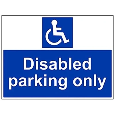 Image of V Safety Disabled Parking Only Sign 600mm x 450mm 2mm Rigid Plastic