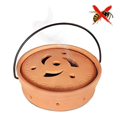 Image of QCYFJZFU Incense Burner for Anti Wasps, Terracotta Pots Wasp Repellent with Coffee Odour, Fireproof Bowl Mosquito / Repelling (15.5 x 5.2 cm)