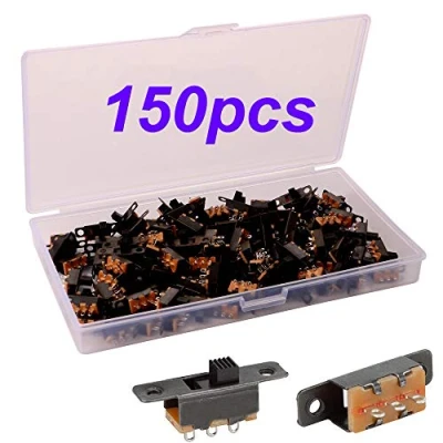 Image of Gebildet 150pcs Slide Switch 3 Pin 2 Position 0.5A 50V DC, Mini Panel SPDT ON/ON, Micro Miniature Latching Toggle SS 12F15