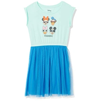 Image of Amazon Essentials Disney Marvel Star Wars Girls&#039; Knit Short Sleeved Tutu Dresses Discontinued Colours, Minnie Squad, 2 Years