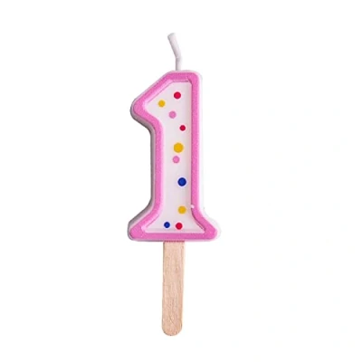 Image of PME Pink Number 1 Candle, Small Size, 4.3 cm