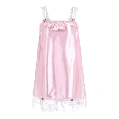 Image of Satini Lingerie Satin Sissy Babydoll Ruffles Frilly Lace Slip Nightwear (Baby Pink, XL)