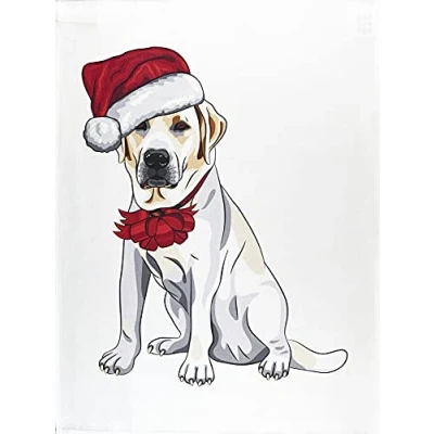 Image of Half a Donkey The Christmas Labrador Large Cotton Tea Towel