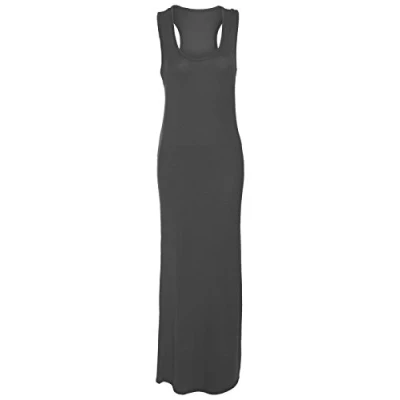 Image of New Women Ladies Jersey Long Summer Vest Racer Muscle Back Maxi Dresses Plus Size 8 26 Charcoal