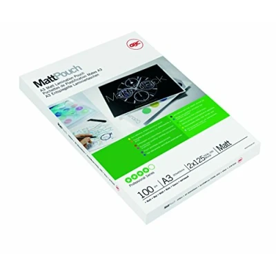 Image of GBC A3 2x125 Micron Matt Laminating Pouches, Pack of 100, 3747235,White,2 x 125