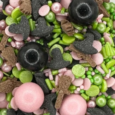 Image of Sprinkletti Wicked Cake Topper Sprinkles 30g Edible Shimmer Ball Cupcake Decorations Witchy Mix For Halloween, Harry Potter &amp; Themed Cakes Bakes