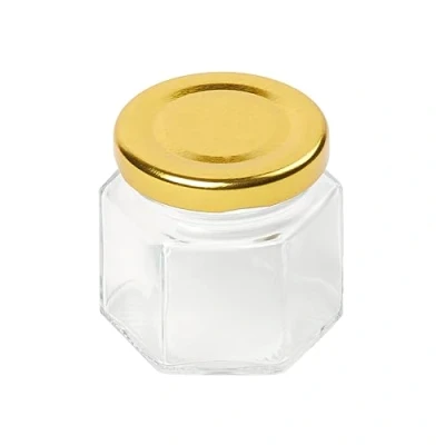 Image of Tala Hexagonal Preserving Jar with Gold Screw Lid, 1.9 oz (55ml), Perfect for Jam, Honey, and Homemade Preserves